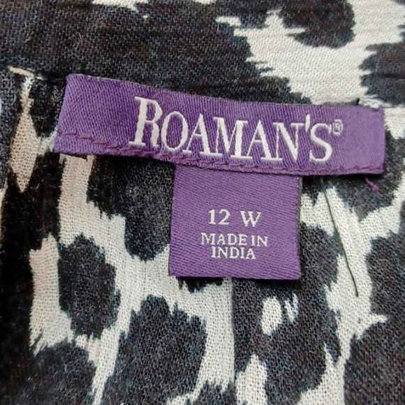 ♥️BUNDLE ONLY ♥️ROMAN'S  BLACK & TAN CHEETAH BUTTON DOWN SHIRT DRESS SZ 12 - Picture 7 of 10